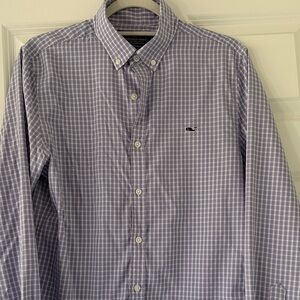 Vineyard Vines by Shep & Ian Men's Blue & Pink Button Down Slim Fit Whale Shirt